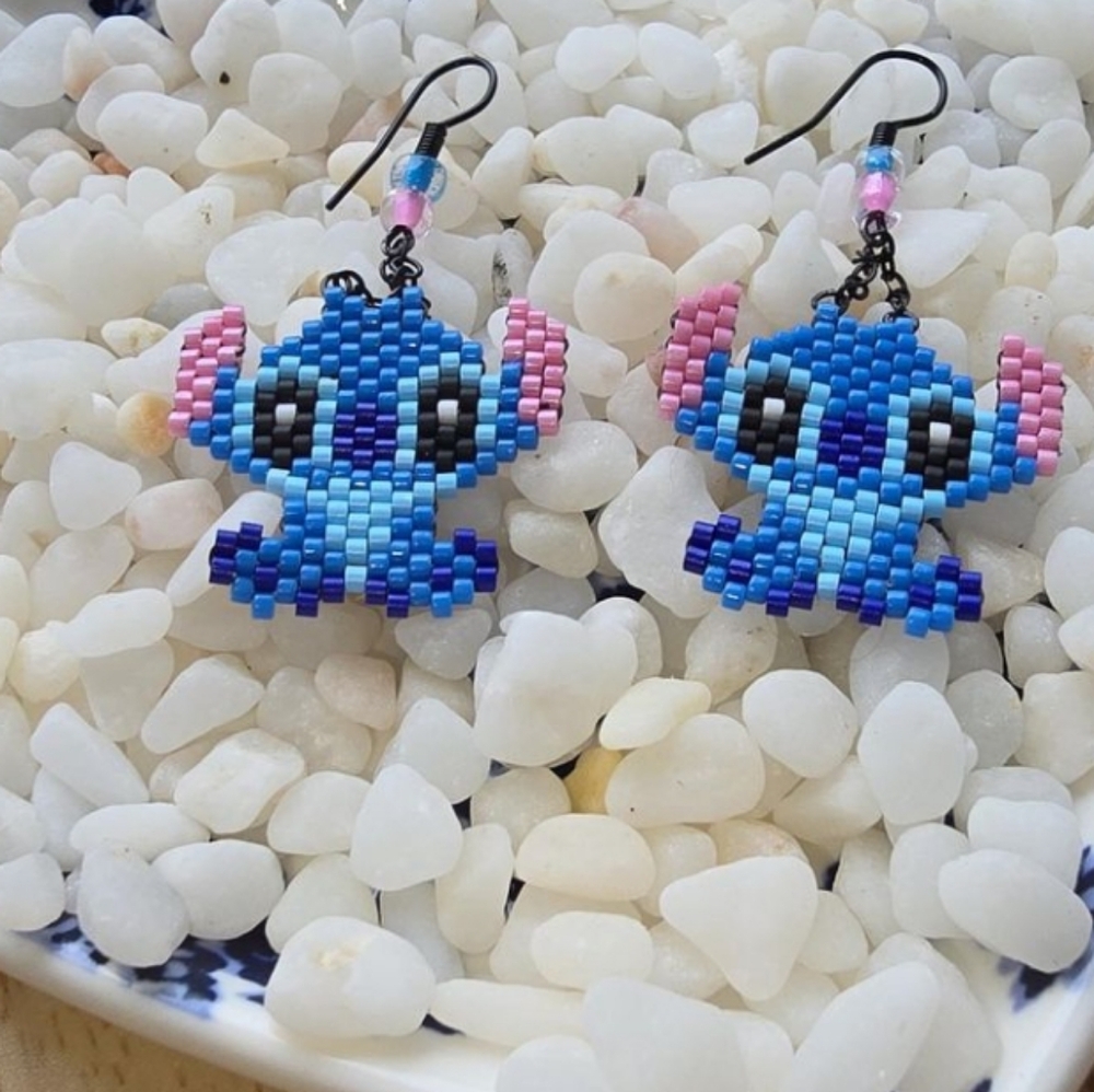 Stitch Flat Beaded Earrings